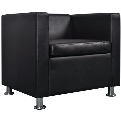 Fotelja od umjetne kože crna slika 4