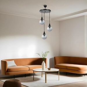 Luster Afra 3 Li - boje proizvoda crno/dimljeno, kugla Staklo