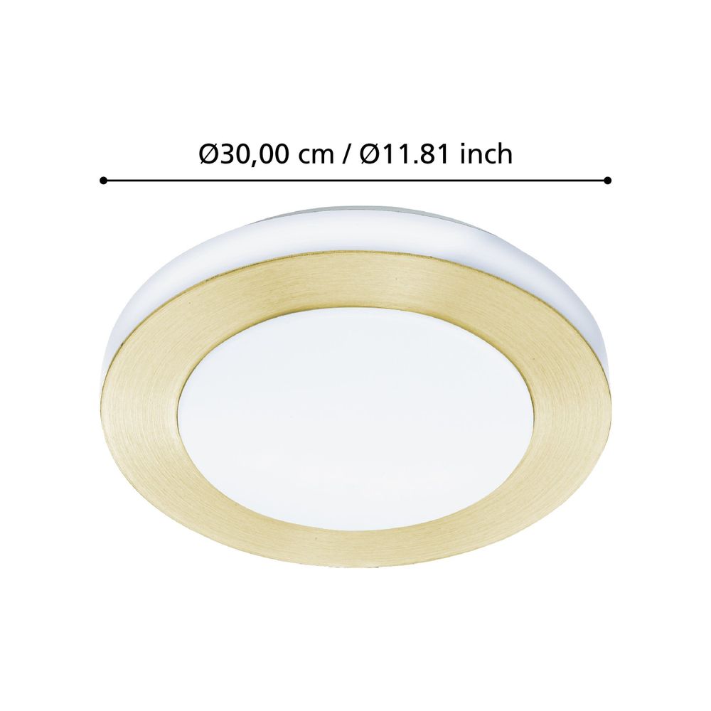 Eglo plafonjera 'LED CARPI' - 3x3,6W, promjer 300mm, bijela/brušeni mesing, IP44 slika 4