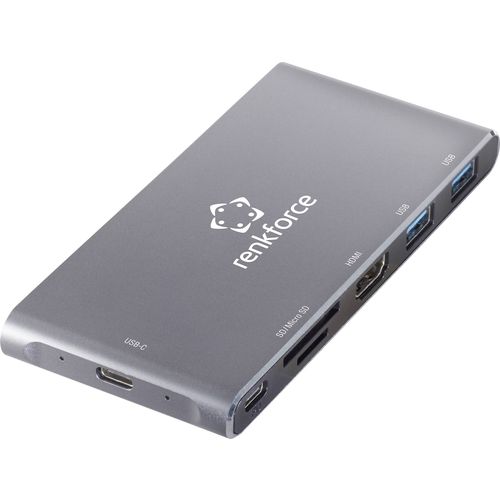 Renkforce RF-4599772 USB-C® priključna stanica   USB-C® Power Delivery, integrirani čitač kartica slika 1