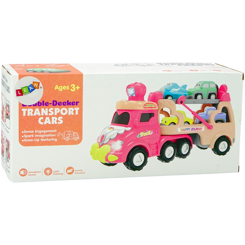 Transporter dječjih automobila - 5 u 1 - Bijelo - ružičasti slika 3