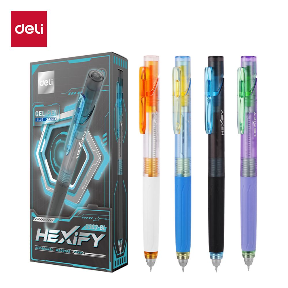 ROLER GEL DELI HEXIFY sa dve kuglice 0.5 mm PLAVI EG363-BL slika 1