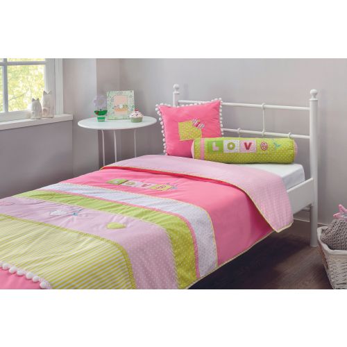 L'essential Maison Love Set Prekrivača za Krevet (90-100 cm) - Roze, Zelene, Bele Boje slika 2