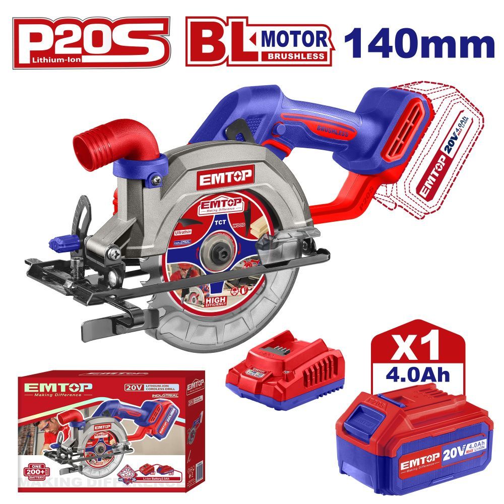 Akumulatorska ručna kružna testera 140mm ELCS14021 Emtop slika 1