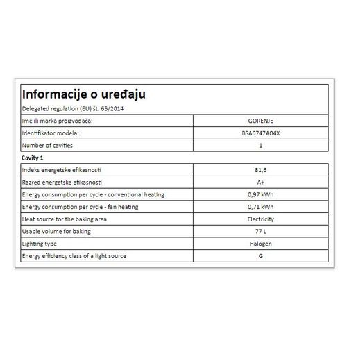 Gorenje BSA6747A04X Ugradna multisistemska rerna, inox slika 13