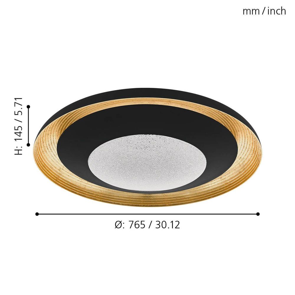 Eglo Canicosa 2 Plafonjera - LED, 37W, Promjer 765mm, Dimabilna, Crno/Zlatna slika 3