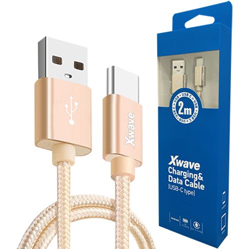 Xwave Kabl USB Tip-C 3.0 muški na Tip-C 3.1 muški 2M 3A,aluminium,upleteni zlatni slika 1