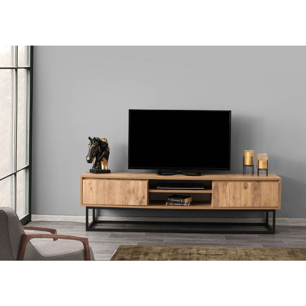 TV Stalak Belinda 180 Crni, Od Borovine slika 2