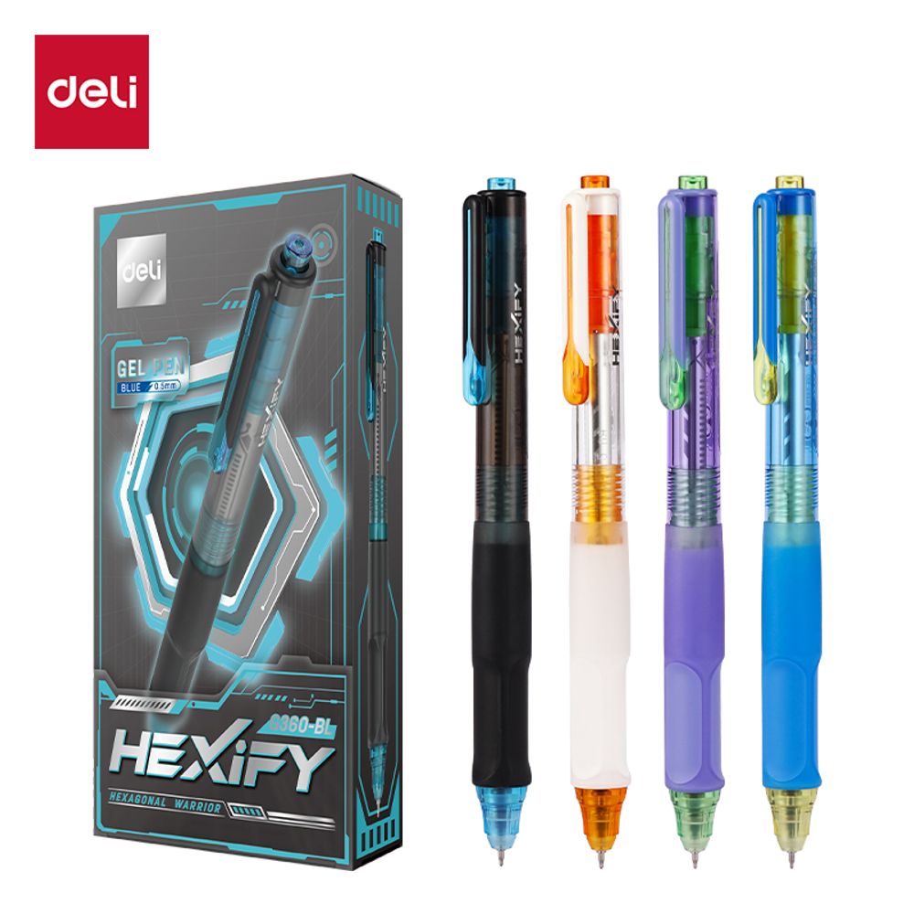 ROLER GEL DELI HEXIFY sa dve kuglice 0.5 mm PLAVI EG360-BL slika 1