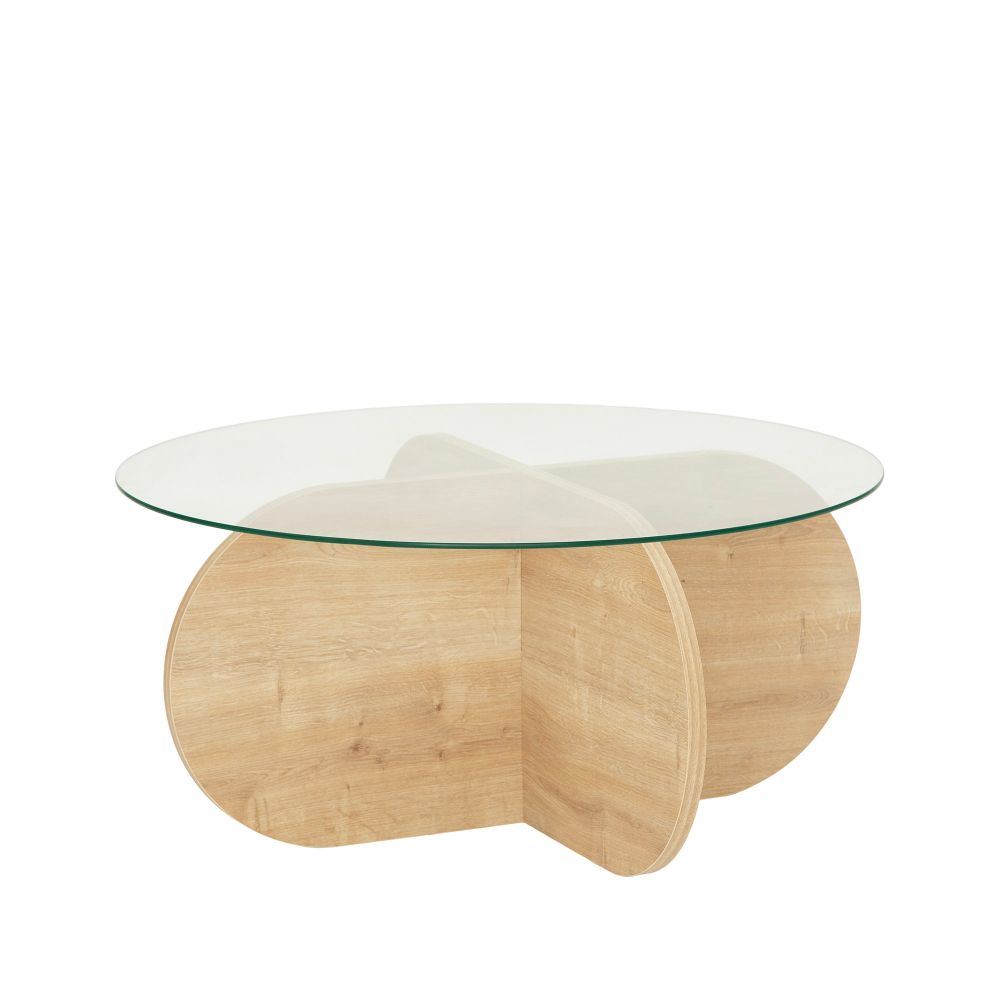 Stol za kafu 'Bubble - Sapphire Oak' sa staklenim vrhom slika 9