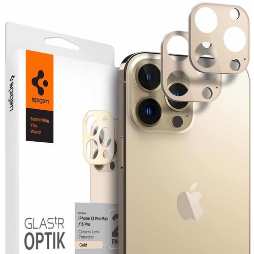 SPIGEN OPTIK.TR ZAŠTITNIK ZA KAMERU 2 kom ZA IPHONE 13 PRO / 13 PRO MAX ZLATNA MASKA slika 1