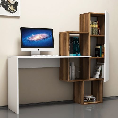 Açelya - Walnut, White WalnutWhite Study Desk slika 3