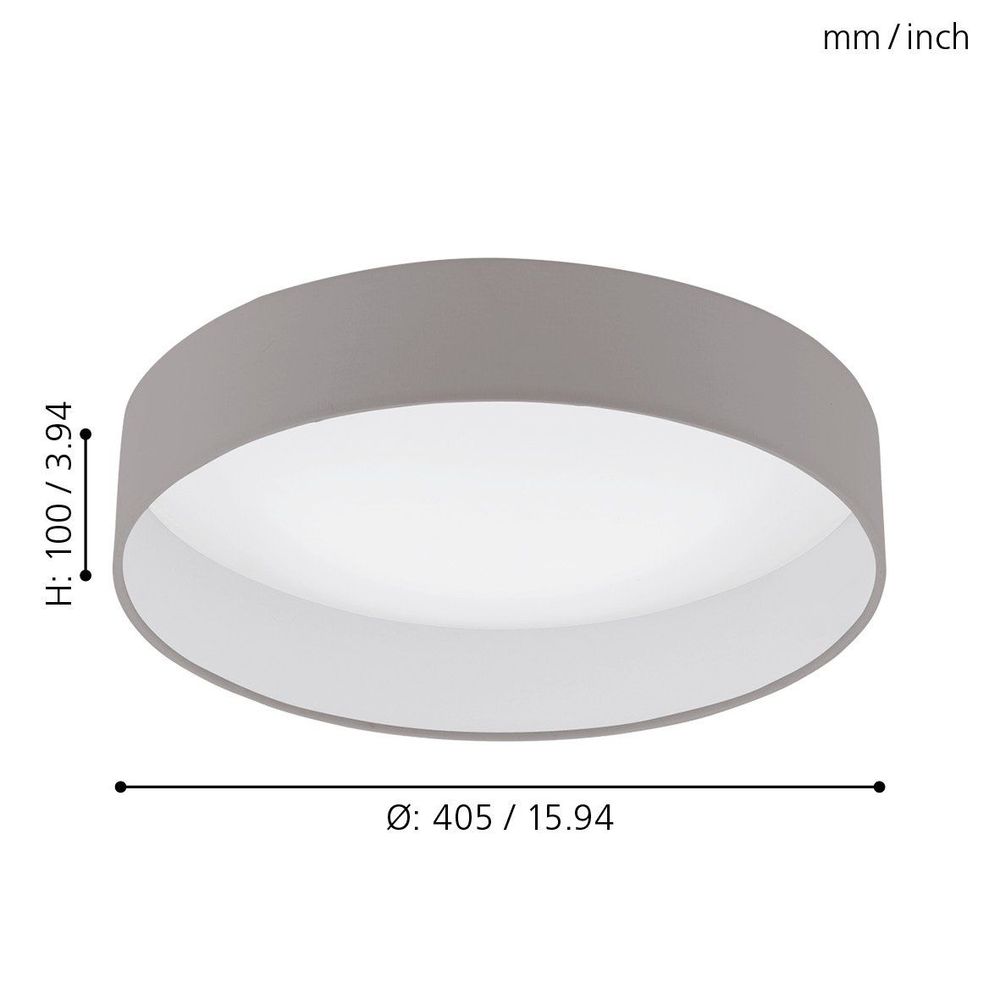Eglo Palomaro 1 Plafonjera sa LED Osvjetljenjem, 18W, 2000lm, Promjer 405mm, Smeđa Plastika/Tekstil slika 3