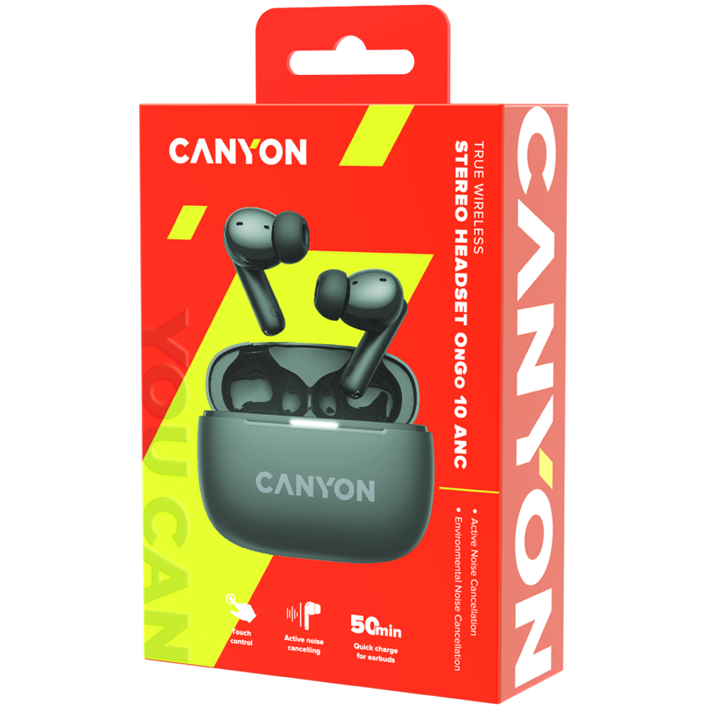 CANYON OnGo TWS-10 ANC+ENC Bežične Slušalice sa Mikrofonom, Crne slika 8