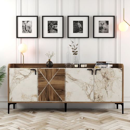 Woody Fashion Komoda VENEDIK MARBLE, Venedik - Walnut, White Marble slika 1