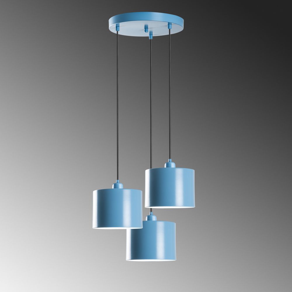 Luster Duz 195Light Blue sa 3 Plafonjere - Svijetloplavi slika 6