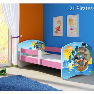 Dječji krevet ACMA s motivom, bočna roza 160x80 cm 21-pirates