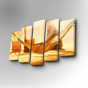 5PUC-057 Multicolor Decorative Canvas Painting (5 Pieces)