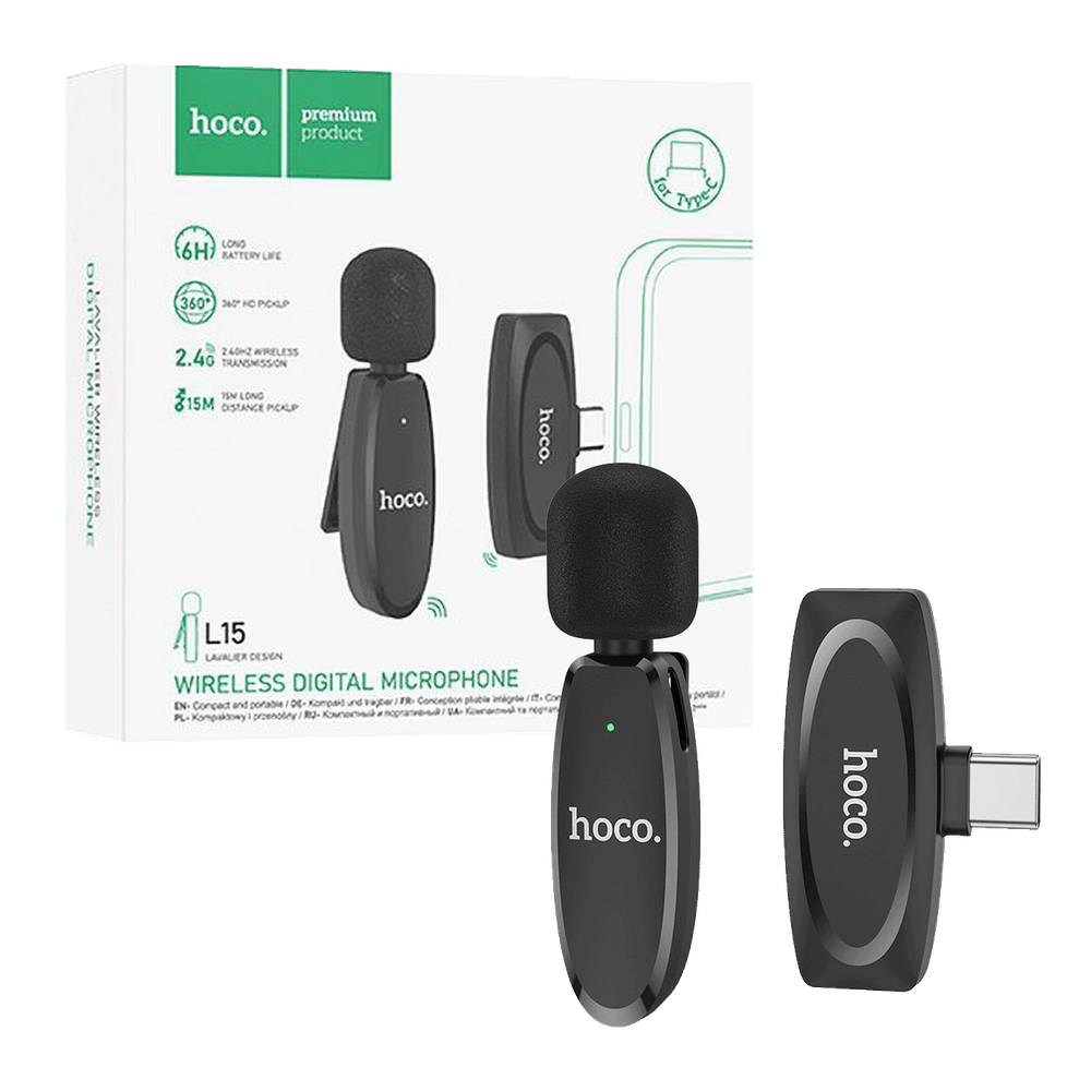 hoco. Bežični mikrofon sa USB type C konetktorom - L15 Crystal Lavalier slika 1