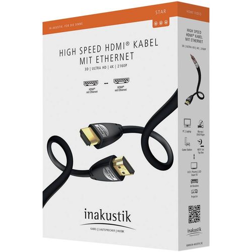 Inakustik HDMI priključni kabel HDMI A utikač, HDMI A utikač 0.75 m crna 00324507 audio povratni kanal (arc), pozlaćeni kontakti, Ultra HD (4K) HDMI HDMI kabel slika 4