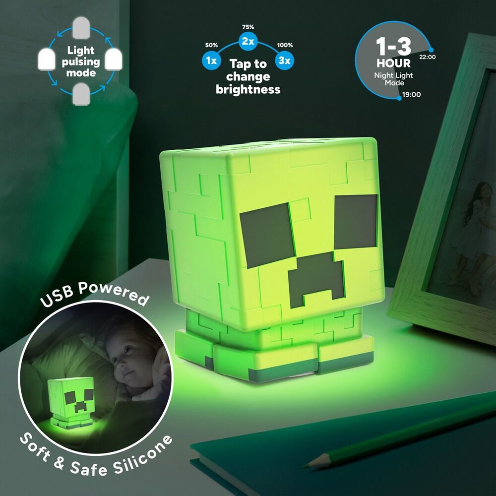 Minecraft Creeper SquishyGlo silikonska lampa slika 3