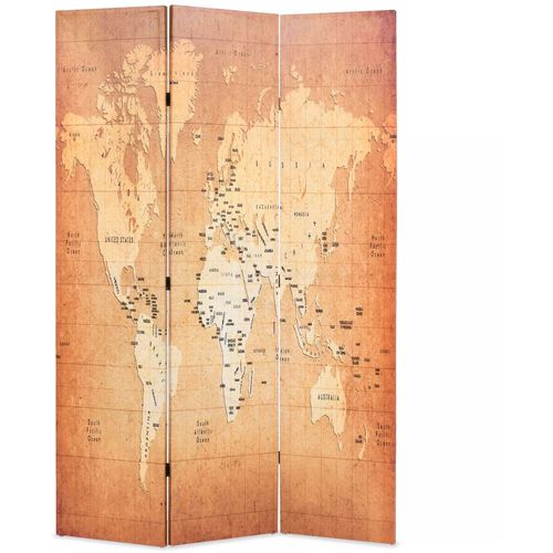 Sklopiva sobna pregrada s kartom svijeta 120 x 170 cm žuta slika 1
