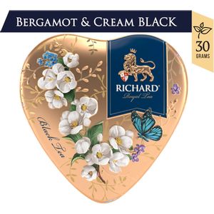 RICHARD Tea Royal Heart - Crni cejlonski čaj krupnog lista, sa bergamotom, vanilom, narandžom i laticama ruže u metalnoj kutiji, rinfuz 30g GOLD 110945