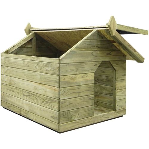 Vrtna kućica za pse od impregnirane borovine s pomičnim krovom slika 4
