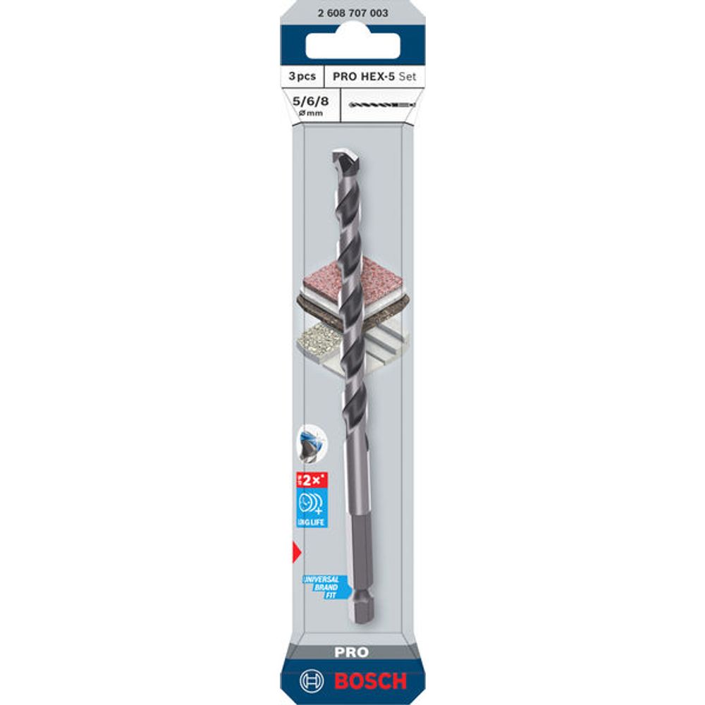 Bosch professional Set svrdla PRO HEX-5, 5 x 100, 6 x 100, 8 x 150 mm, 3 kom. slika 1