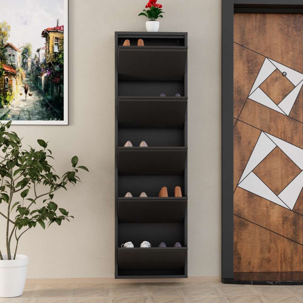 Kabinet za cipele - 5 komada, metalni, antracit boje slika 5