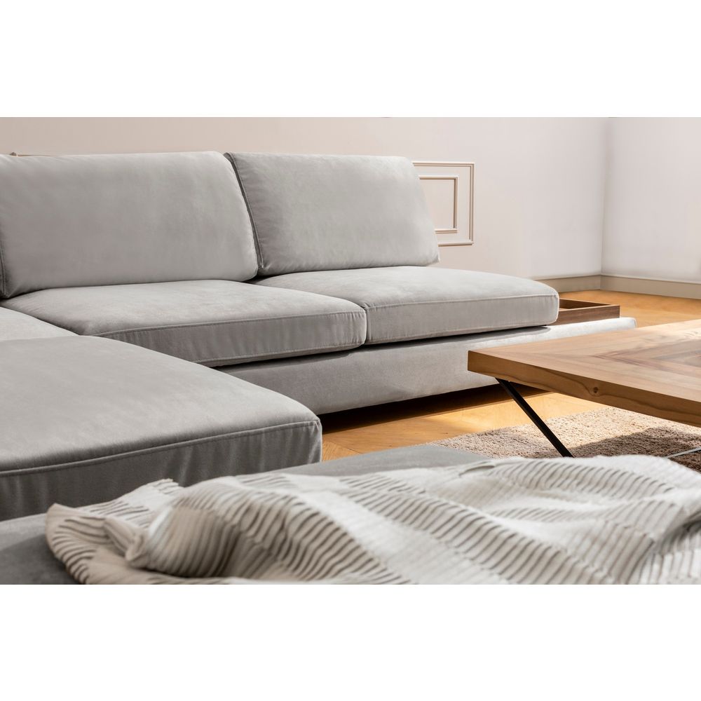 Tulip Kutna Sofa Lijeva Bez Poufa - Svijetlo Siva slika 5