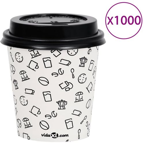 Papirnate čaše za kavu s poklopcima 200 ml 1000 kom bijelo-crne slika 7