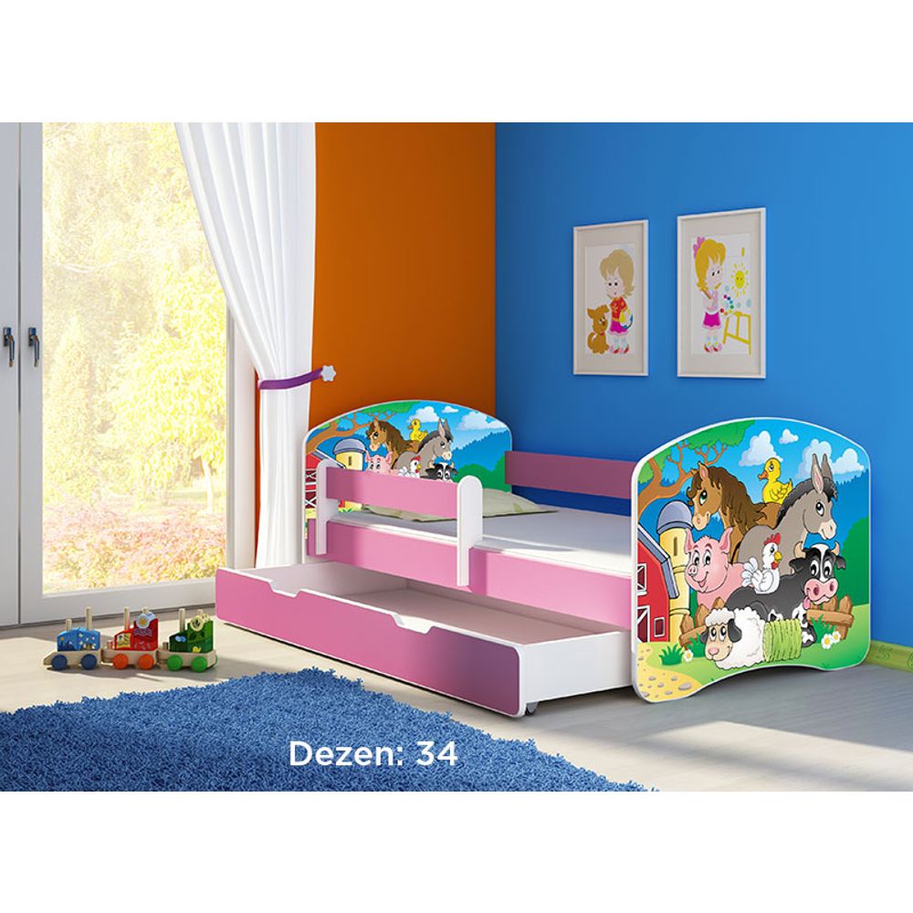 ACMA Dječiji krevet Acma II sa ladicom Pink - 160x80cm - Dezen 34 slika 2