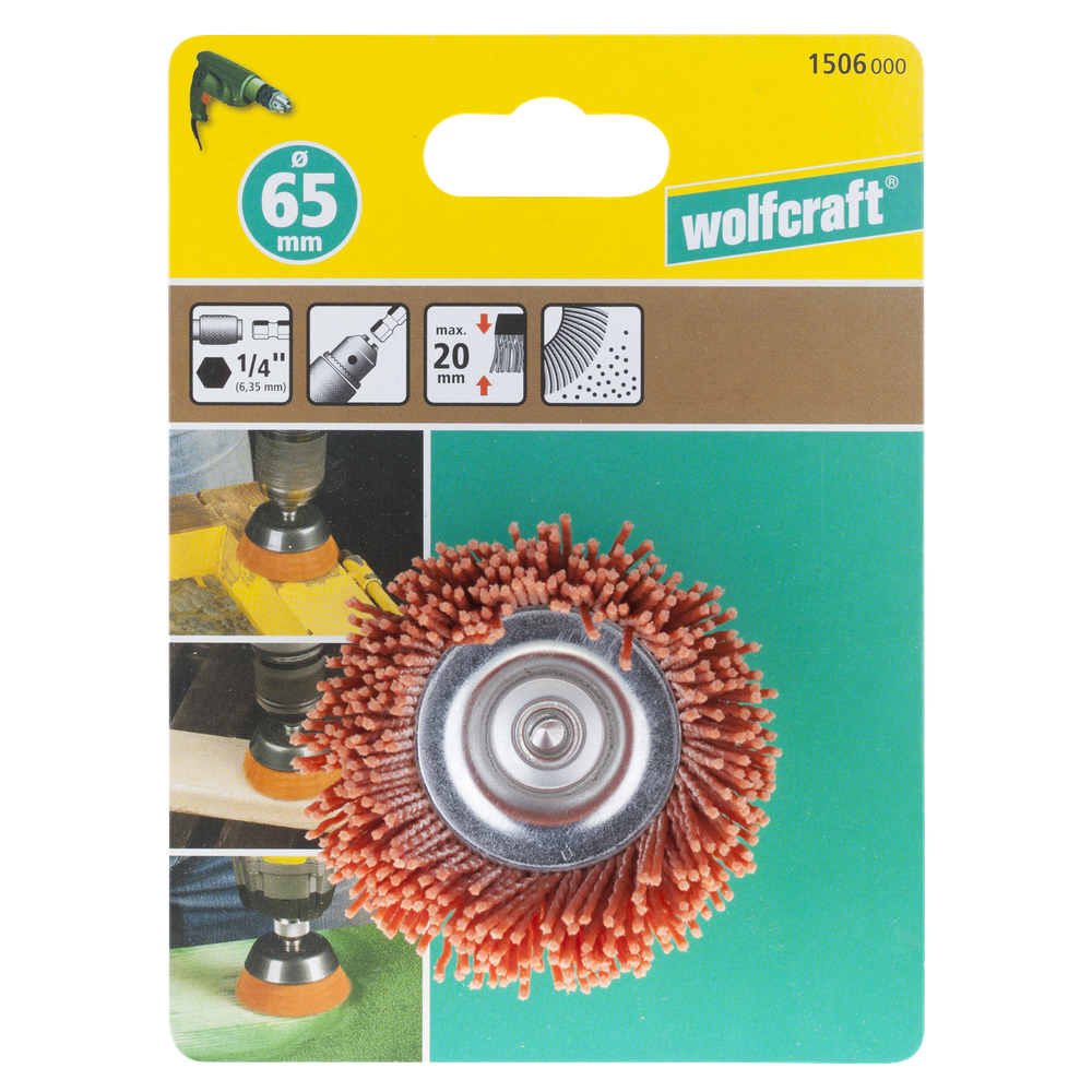 Wolfcraft Četka Lončasta Najlonska Gruba fi 65x20x1,2 mm Prihvat 1/4" - 1506000 slika 4