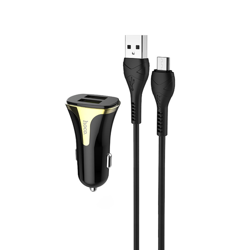 Auto punjac HOCO Z31 QC3.0 2xUSB sa micro USB kablom crni slika 1