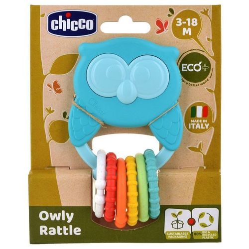 Chicco Zvečka i glodalica za zube ECO+ Owly Rattle 3-18mj slika 1