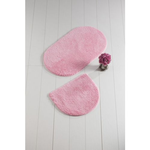 Colourful Cotton Kupaonski tepih akrilni (2 komada), Color of Oval - Candy Pink slika 1