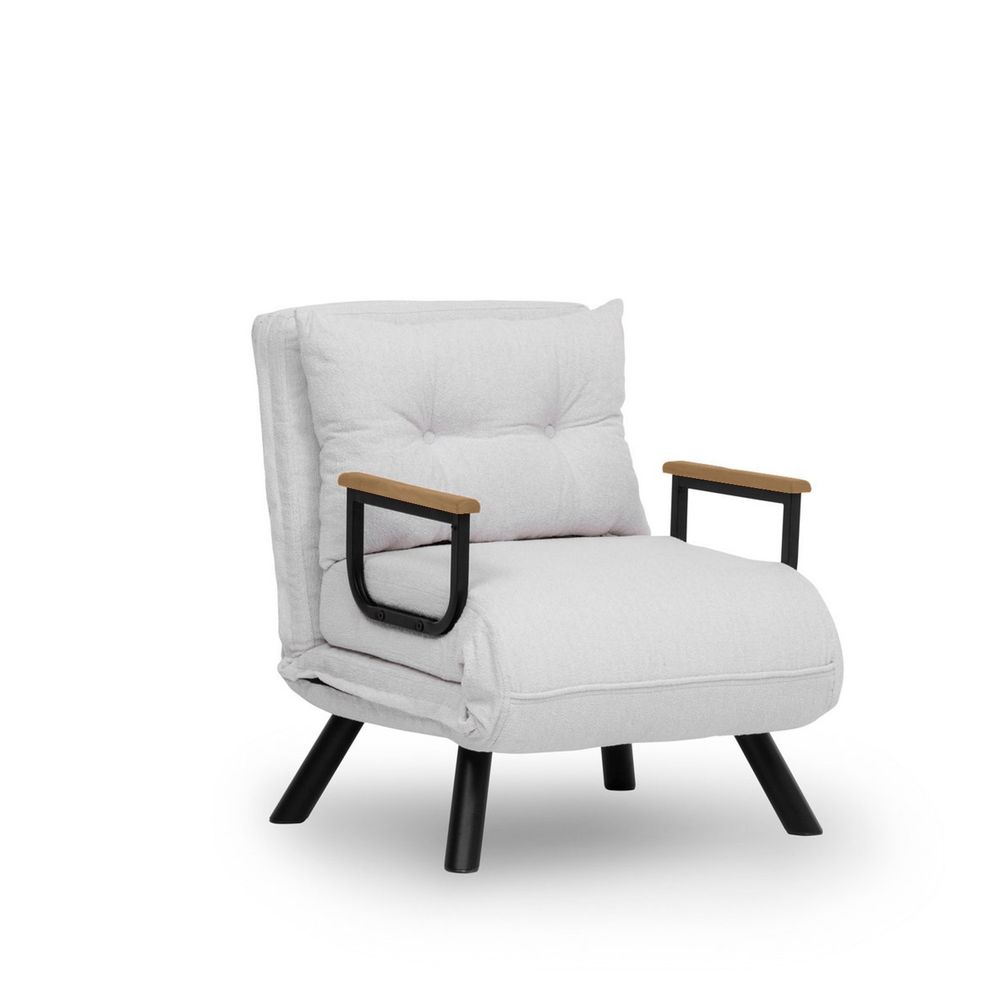 Sando Single - Sofabed od Teddy Tkanine - Bijeli 1-Sjedalni Sofabed slika 8