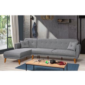 Aria Köşe-Dark Grey Ugao Sofa-Krevet