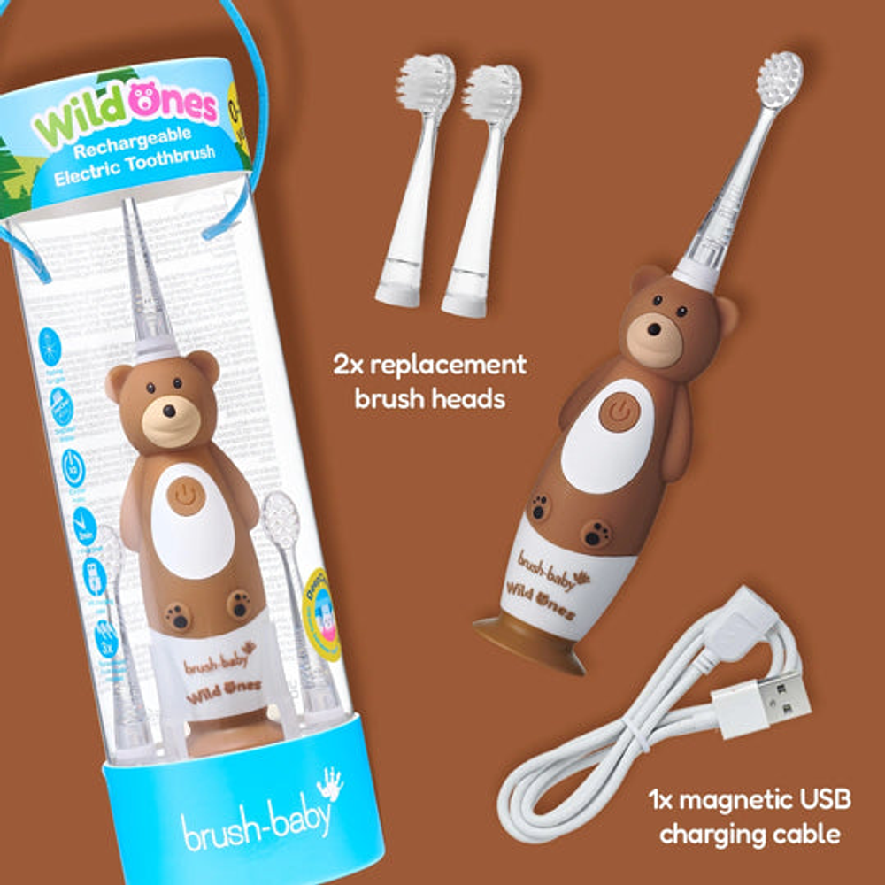 Brush-Baby Dječija punjiva električna četkica WildOnes - Medo slika 9