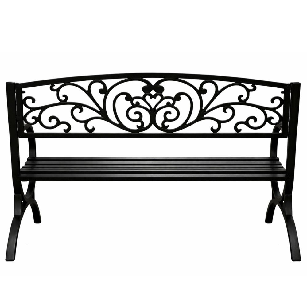 Vrtna klupa za terasu, metalna, s 2 sjedala, ukrašena, crna, 127 cm slika 6