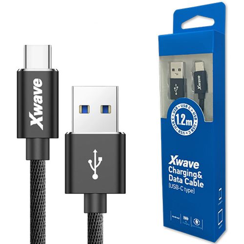 Xwave USB TIP-C 1.2m  3A Al /black mesh slika 1