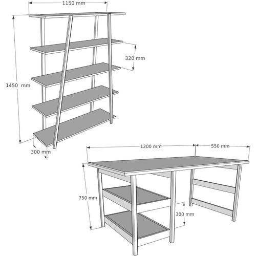 Softcity - Oak Oak Study Desk & Bookshelf slika 4