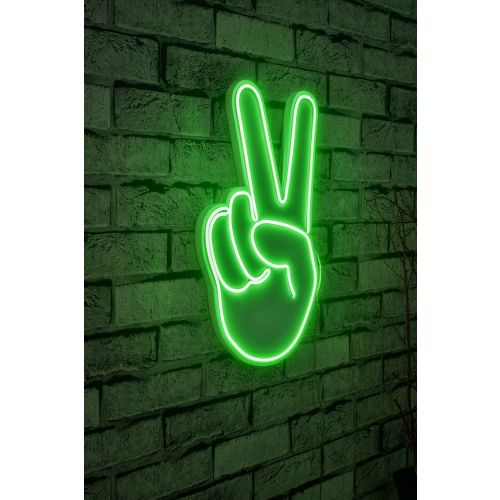 Wallity Ukrasna plastična LED rasvjeta, Victory Sign - Green slika 1