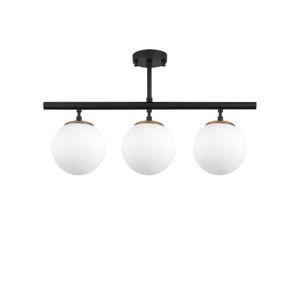 Opviq Stropna lampa ATMACA 3 crna, metal- staklo, 60 x 15 cm, visina 37 cm, promjer kugli 15 cm, 3 x E27 15W, Atmaca - 10280