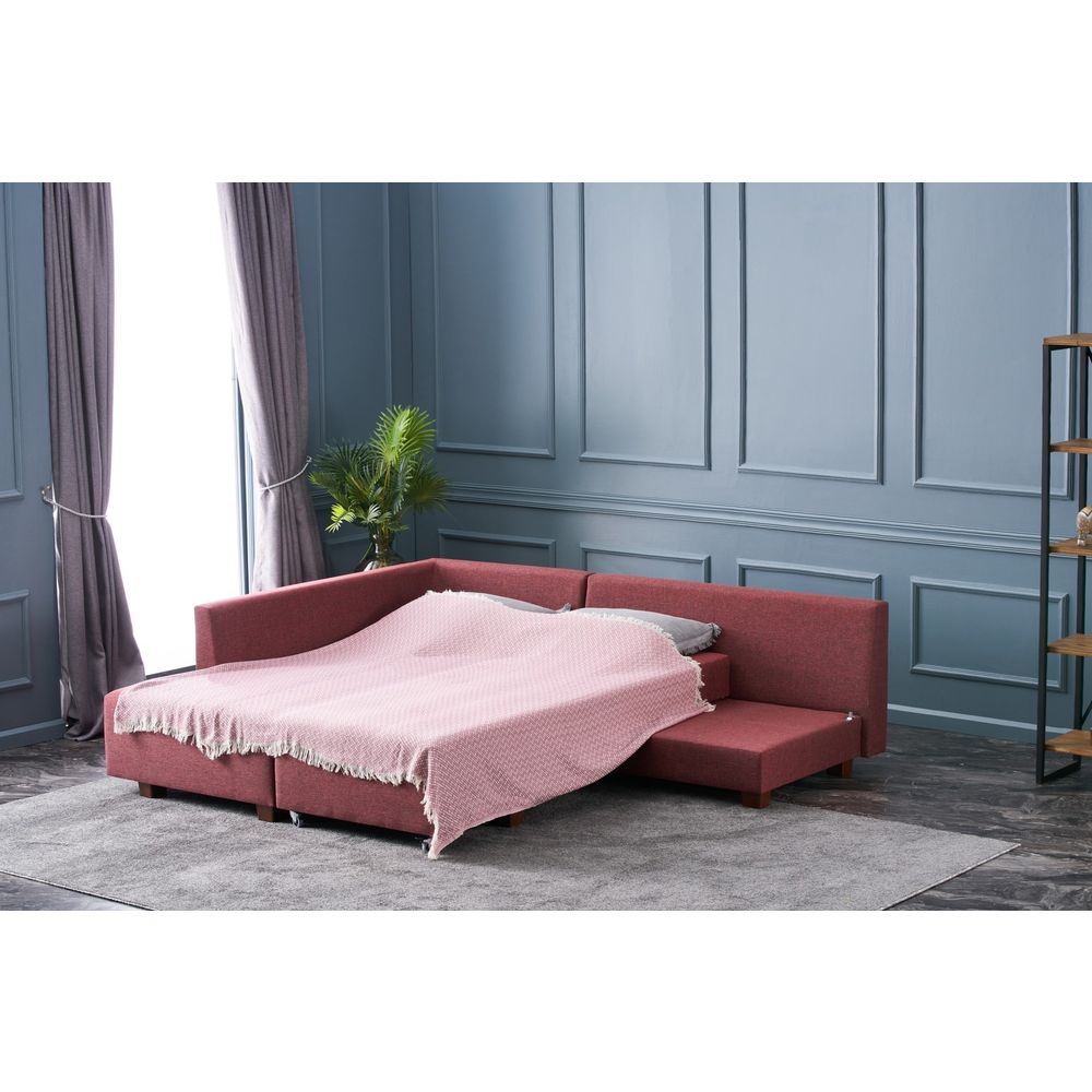 Manama Kutna Sofa na Razvlačenje Lijevi - Bordocrvena slika 5