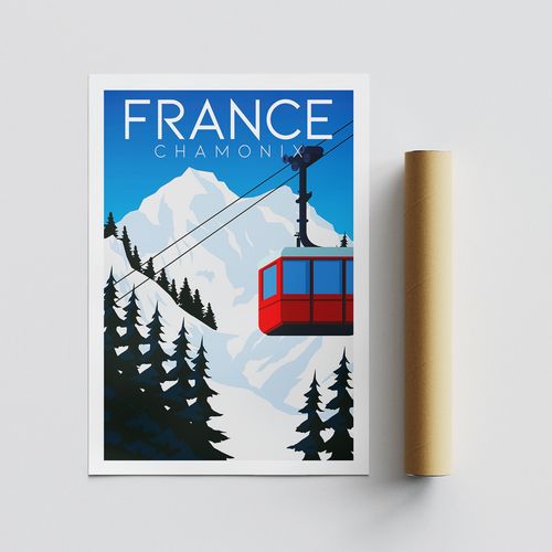 Chamonix France - 1993 Multicolor Poster A3 slika 3
