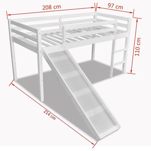 Dječji Krevet na Kat s Toboganom i Ljestvama Drvo Bijeli slika 2