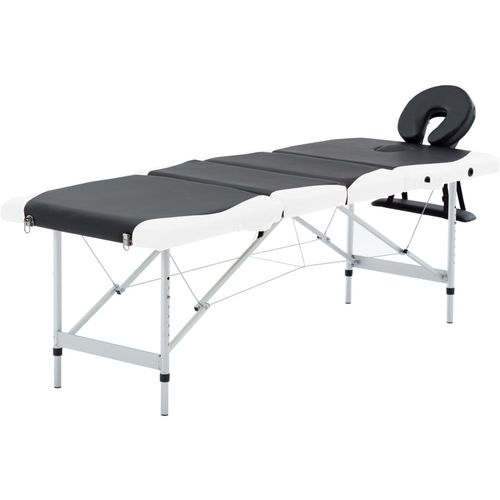 Sklopivi masažni stol s 4 zone aluminijski crno-bijeli slika 1