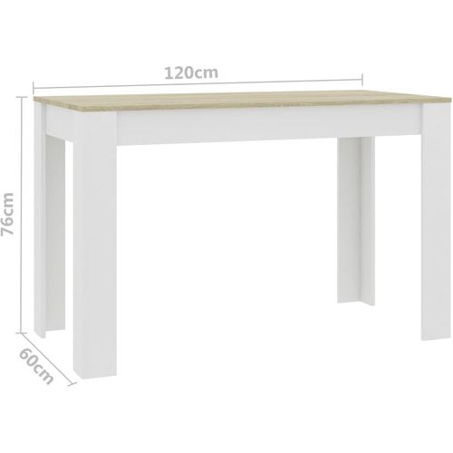 Blagovaonski stol bijeli i boja hrasta 120 x 60 x 76 cm iverica slika 18